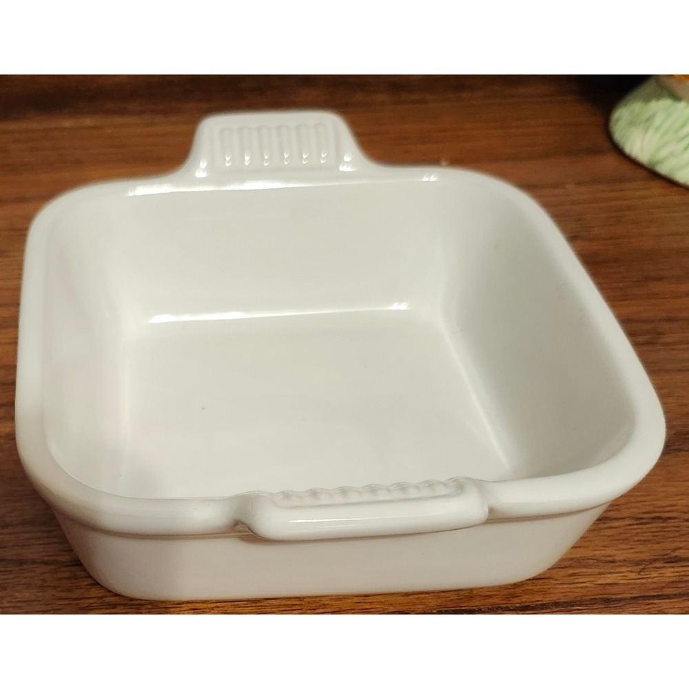 Le Creuset White Stoneware Square Baker Casserole Dish 20-06 6x6 Inch Small - Picture 2 of 7